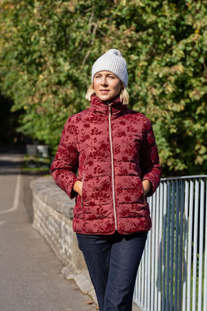 Carraig Donn Red Flocked High Neck Zip Jacket