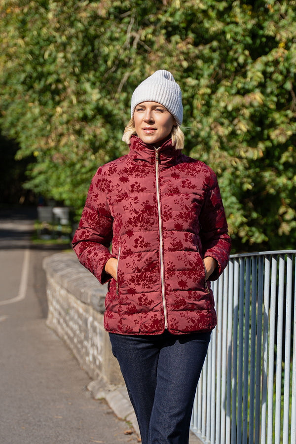 Carraig Donn Red Flocked High Neck Zip Jacket