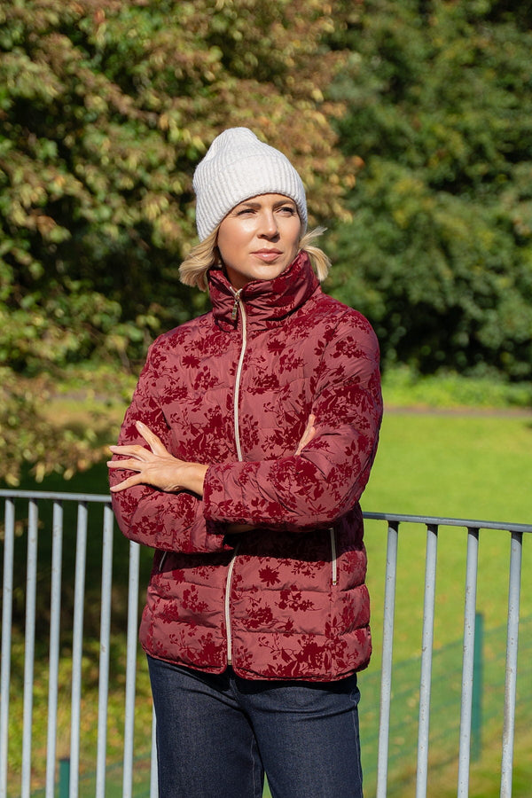 Carraig Donn Red Flocked High Neck Zip Jacket