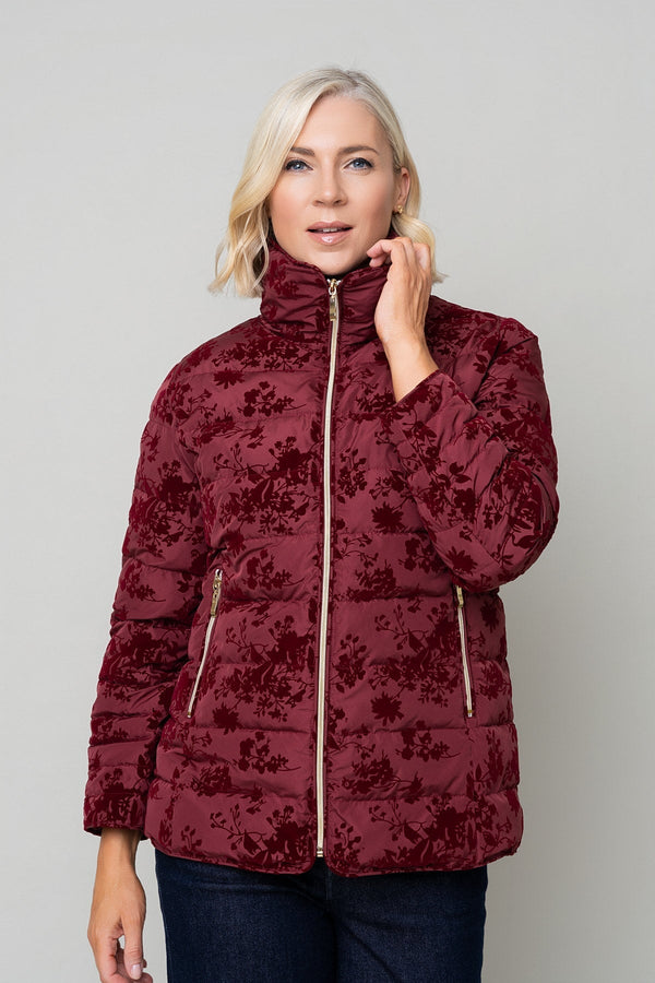 Carraig Donn Red Flocked High Neck Zip Jacket