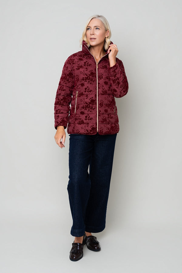 Carraig Donn Red Flocked High Neck Zip Jacket