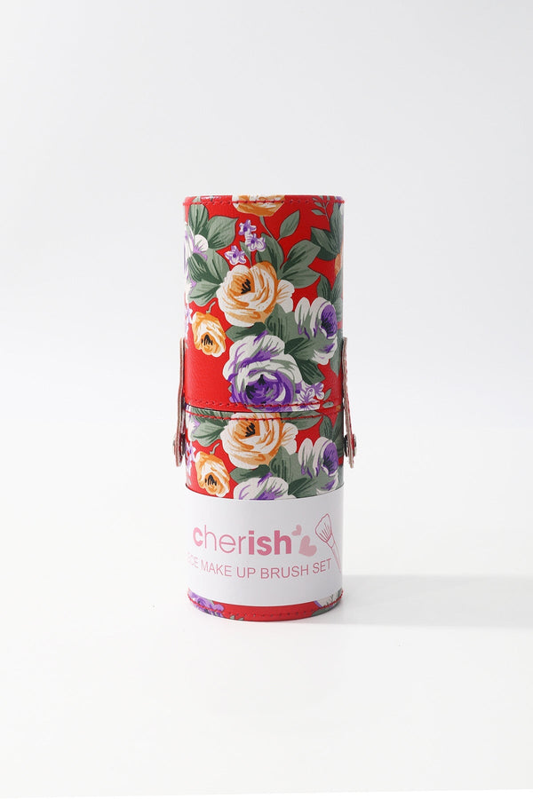 Carraig Donn Red Floral Print 12 Piece Makeup Brush Set