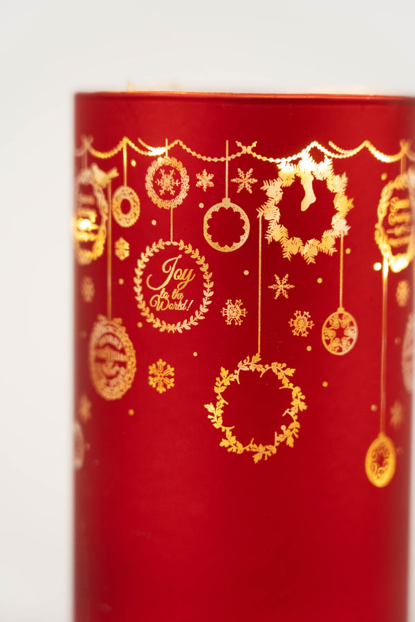 Carraig Donn Red Glass Christmas Bauble Votive With LED Lights
