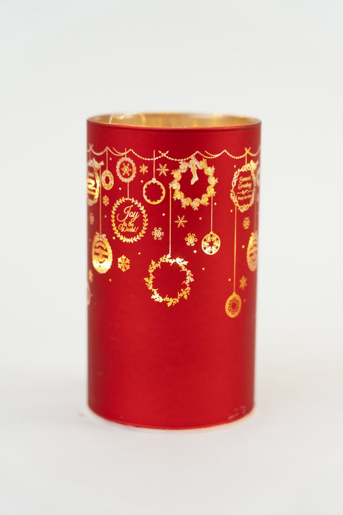 Red Glass Christmas Bauble Votive With LED Lights