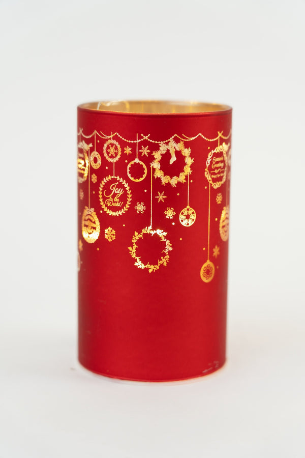 Carraig Donn Red Glass Christmas Bauble Votive With LED Lights