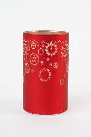 Carraig Donn Red Glass Christmas Bauble Votive With LED Lights