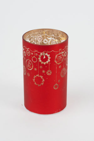 Carraig Donn Red Glass Christmas Bauble Votive With LED Lights
