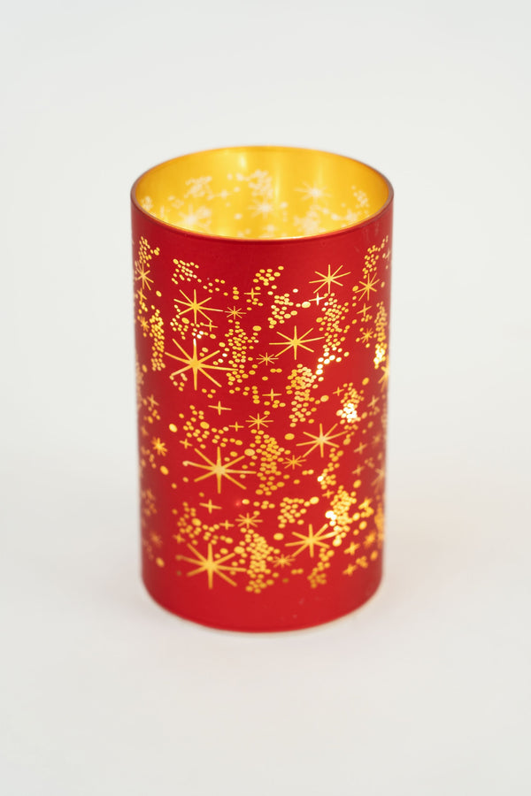 Carraig Donn Red Glass Christmas Star Votive With LED Lights