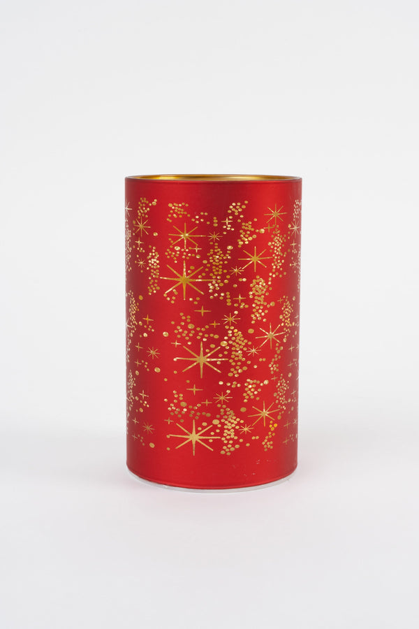 Carraig Donn Red Glass Christmas Star Votive With LED Lights