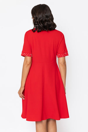 Red Heidi Knee Length Dress | Ladies Fashion