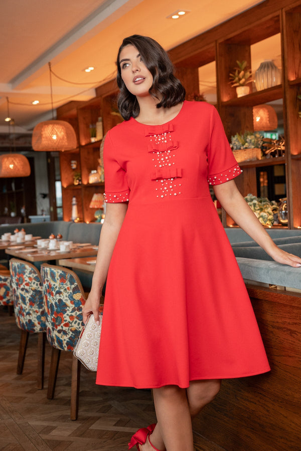 Carraig Donn Red Heidi Knee Length Dress