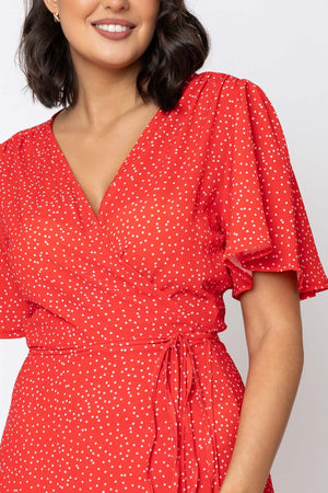 Carraig Donn Red Hilda Wrap Midi Dress