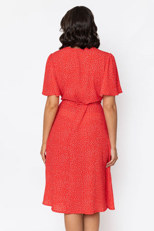 Carraig Donn Red Hilda Wrap Midi Dress