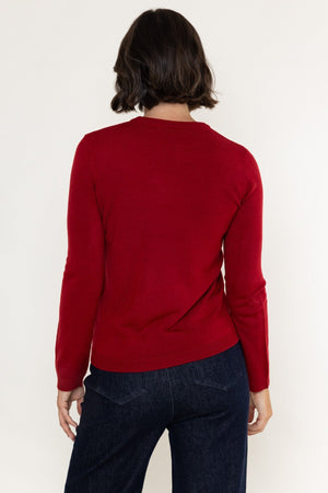 Carraig Donn Red Knitted Crew Neck Long Sleeve Jumper