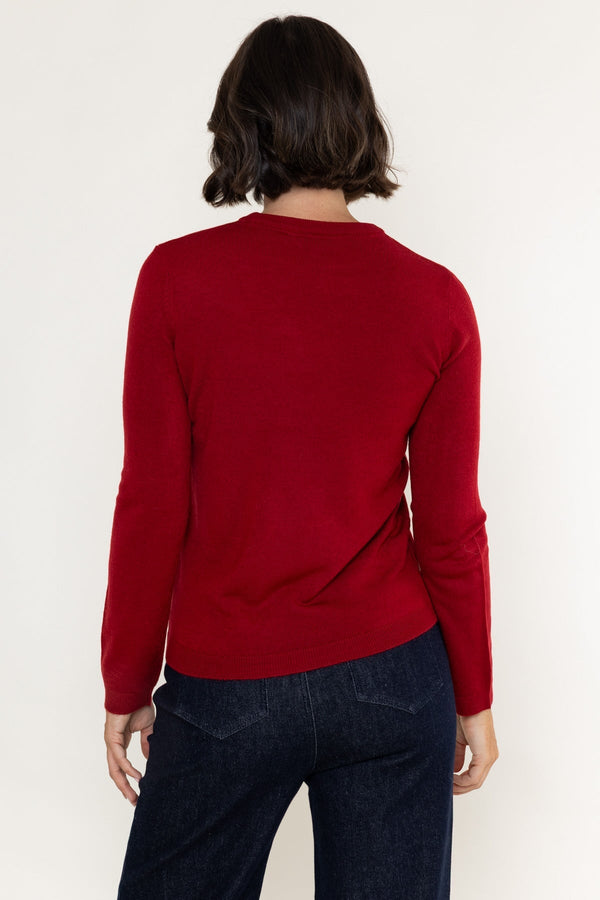 Carraig Donn Red Knitted Crew Neck Long Sleeve Jumper