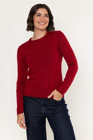Carraig Donn Red Knitted Crew Neck Long Sleeve Jumper
