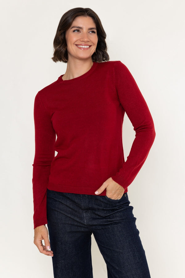 Carraig Donn Red Knitted Crew Neck Long Sleeve Jumper
