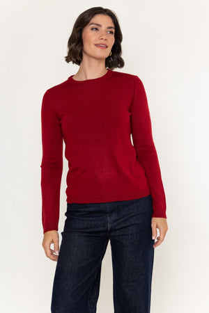 Carraig Donn Red Knitted Crew Neck Long Sleeve Jumper