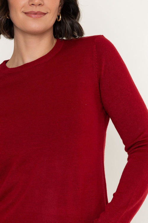Carraig Donn Red Knitted Crew Neck Long Sleeve Jumper
