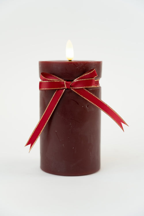 Red Flameless LED Candle With Bow