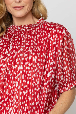 Carraig Donn Red Lurex Print High Neck Top