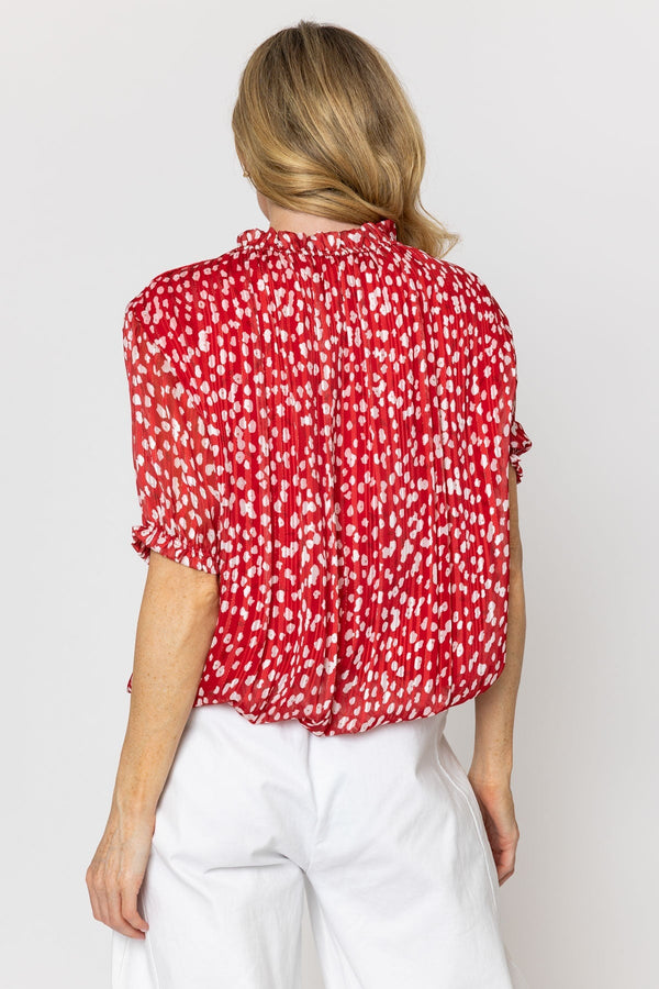 Carraig Donn Red Lurex Print High Neck Top