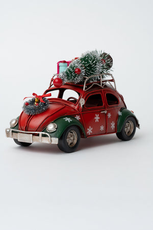 Carraig Donn Red Metal Beetle Car Christmas Decoration
