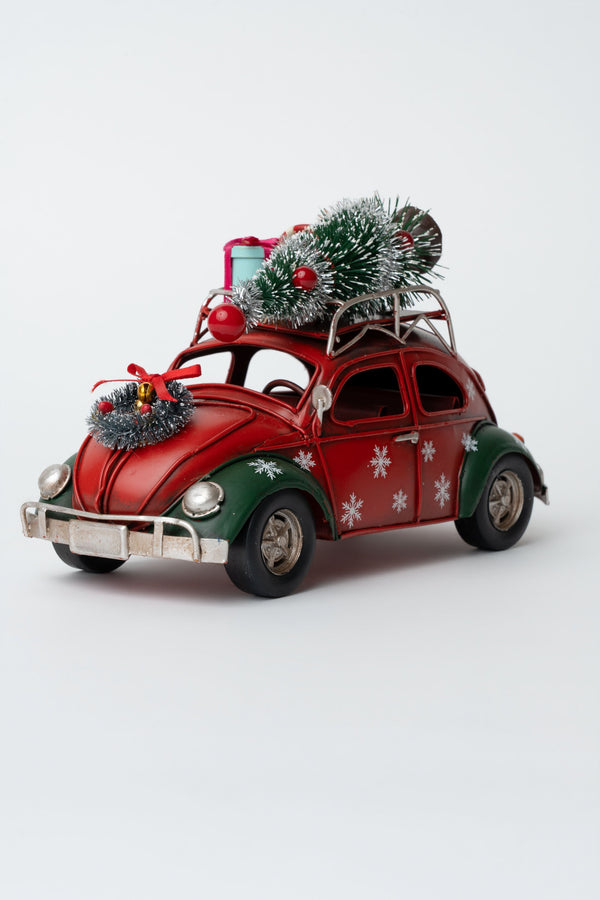 Carraig Donn Red Metal Beetle Car Christmas Decoration