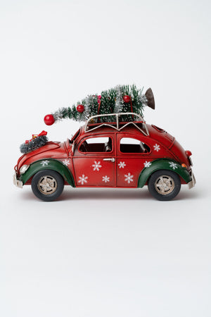 Carraig Donn Red Metal Beetle Car Christmas Decoration