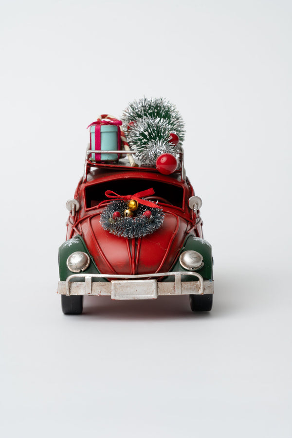Carraig Donn Red Metal Beetle Car Christmas Decoration