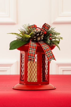 Carraig Donn Red Metal Lantern H22cm Christmas Decoration