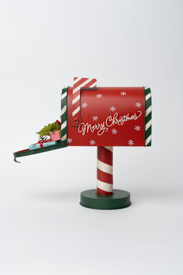 Carraig Donn Red Metal Merry Christmas Mailbox Decoration