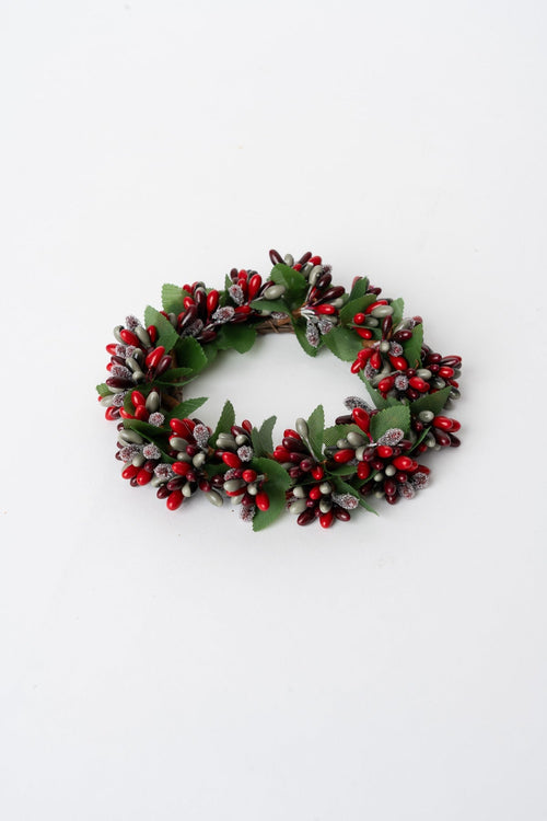 Red Mini Berry Pillar Candle Ring