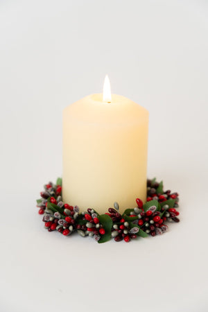 Carraig Donn Red Mini Berry Pillar Candle Ring