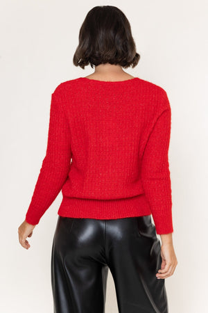 Carraig Donn Red Sequins Button Down Soft Knit Cardigan