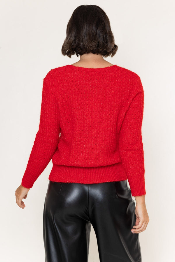 Carraig Donn Red Sequins Button Down Soft Knit Cardigan