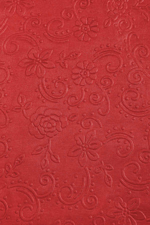 Carraig Donn Red Silk Touch Floral Embossed Scarf