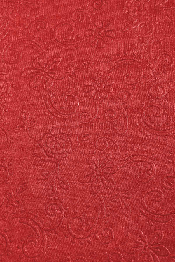 Carraig Donn Red Silk Touch Floral Embossed Scarf