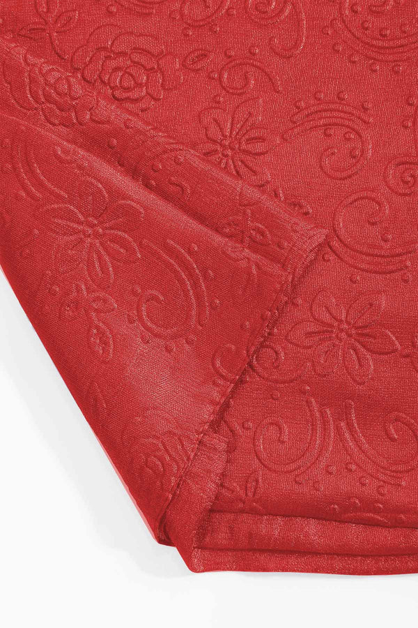 Carraig Donn Red Silk Touch Floral Embossed Scarf