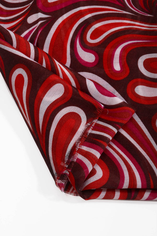 Carraig Donn Red Swirl Print Lightweight Scarf