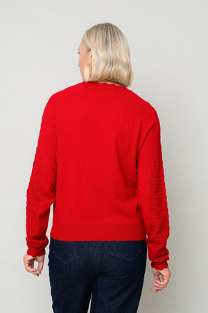 Carraig Donn Red Textured Knit Sleeve Sweater