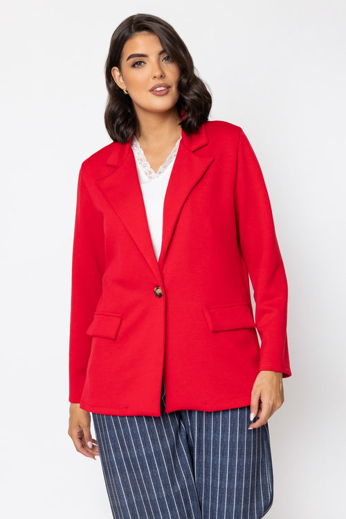 Red Viscose Blend Single Breasted Blazer