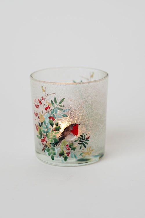 Robin Glass Christmas Votive