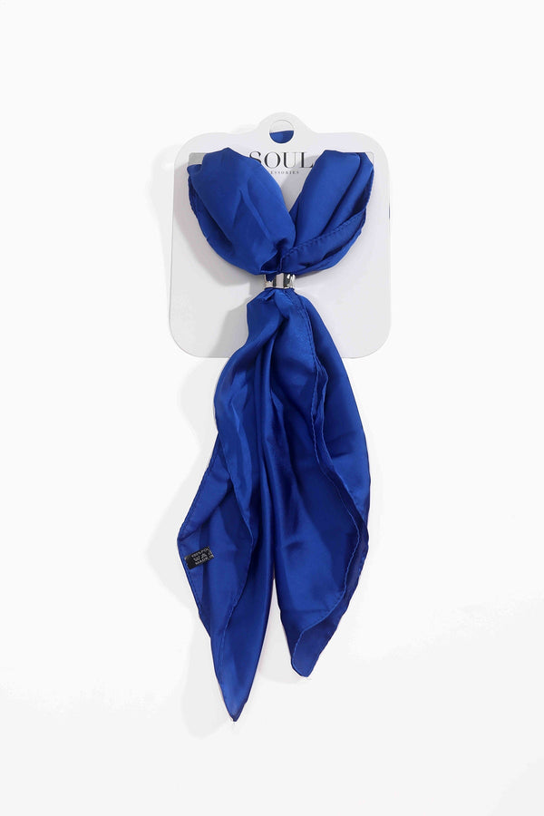 Carraig Donn Royal Blue Satin Silver Ring Detail Neckerchief Scarf