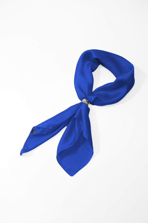 Carraig Donn Royal Blue Satin Silver Ring Detail Neckerchief Scarf