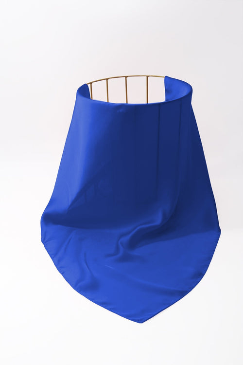 Carraig Donn Royal Blue Satin Silver Ring Detail Neckerchief Scarf