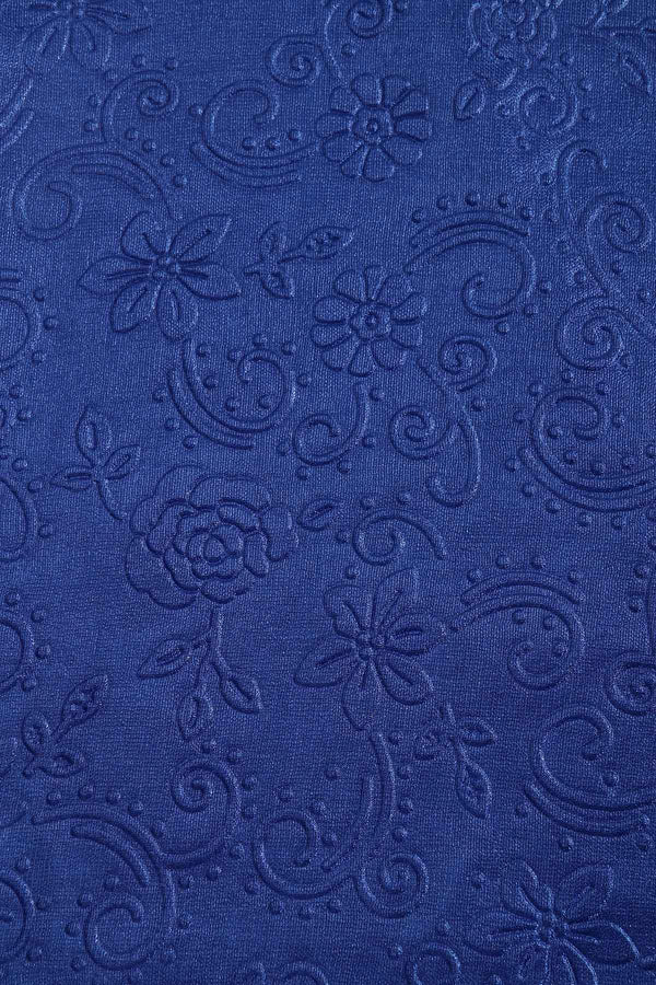 Carraig Donn Royal Blue Silk Touch Floral Embossed Scarf