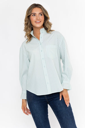 Carraig Donn Ruffle Detail Stripe Shirt