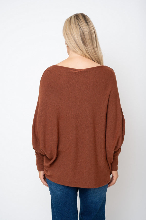 Carraig Donn Rust Batwing Boat Neck Knit Jumper