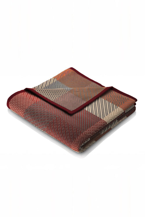 Carraig Donn Rust Herringbone Check Blanket With Fine Velour Binding